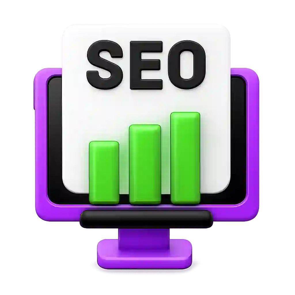 3D illustration of SEO analytics dashboard representing SEO Services Saudi Arabia.